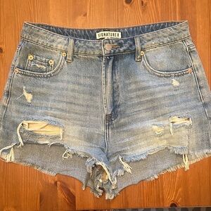 Signature8 Women's Ripped Jean Shorts - Light Blue